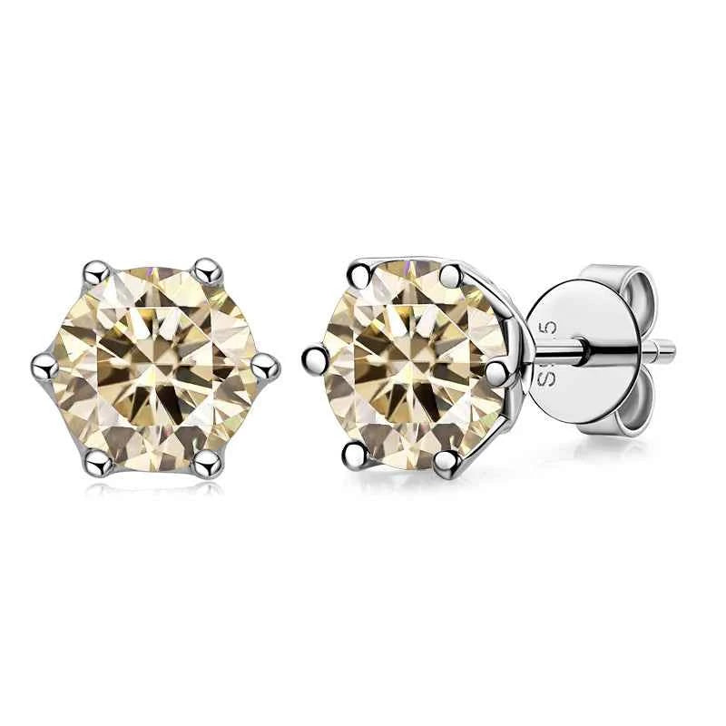 JoyceJelly 1/2/4CT VVS D Color Moissanite Russian Cut 8H8A Lab Diamond Stud Earrings For Women S925 Sterling Silver Fine Jewelry