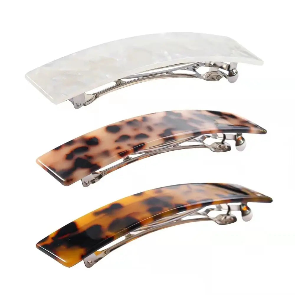 Acetate Acrylic French Hair Barrettes Automatic Curved Rectangle Styling Resin Spring Hairpin Hair Accessories