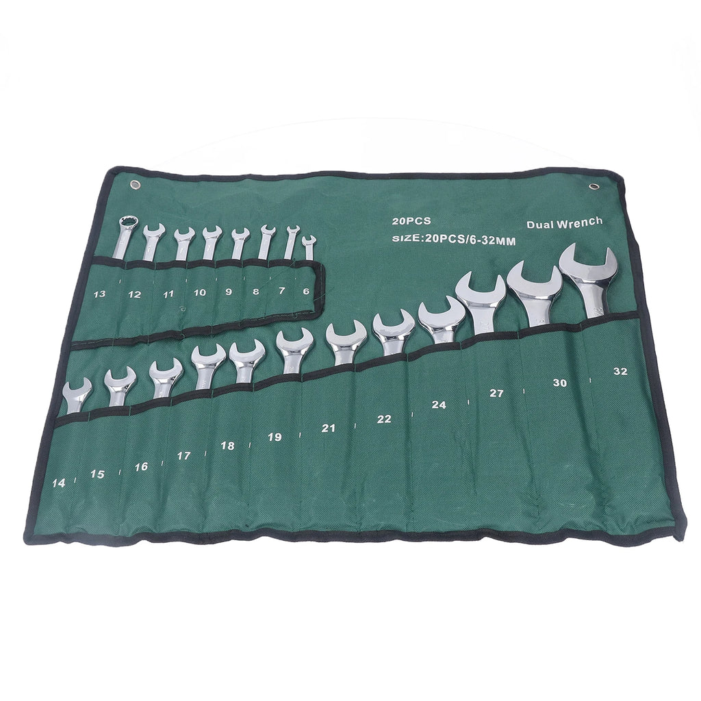 20Pcs Dual-head Combination Wrench Set Metric CRV Steel Spanner Chrome Plated Dual Wrenches Hand Tool 6-32mm
