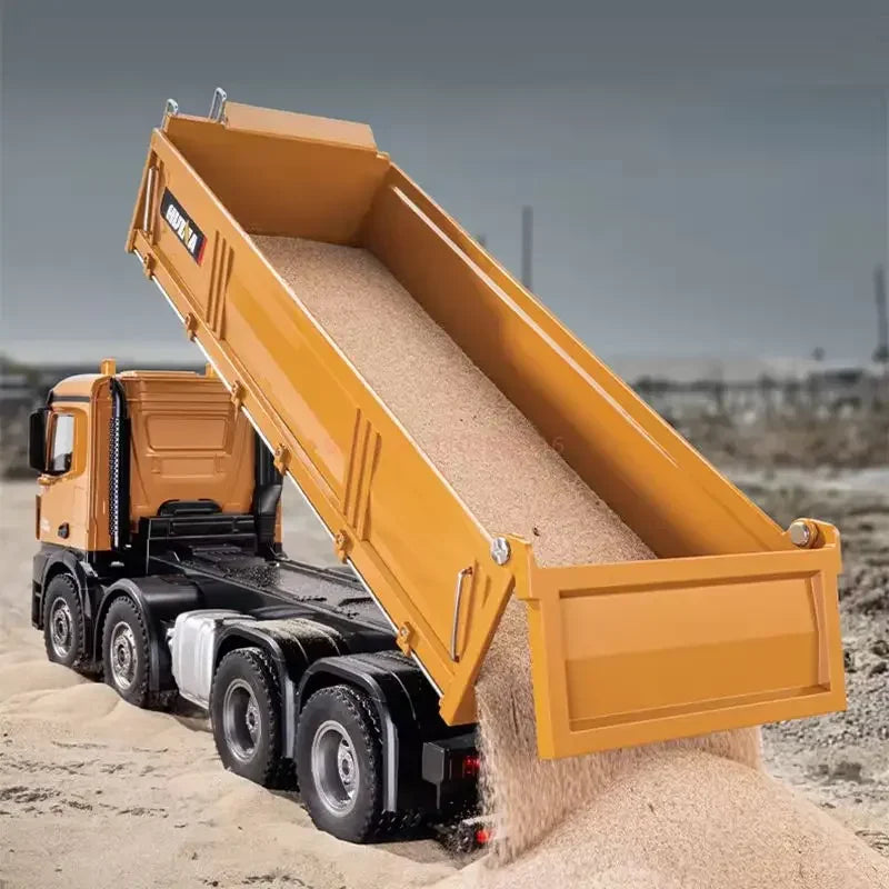 HUINA 1536 2.4G 1/14 15CH RC Metal Dump Truck Toy Die-cast Remote Control Construction Rc Truck for Boy Children Toys Xmas Gifts