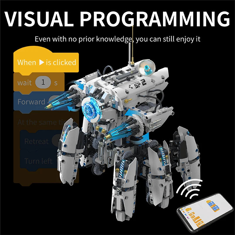 Technical Programming Hexapod Robot Science Fiction War Machine Building Blocks City Remote Control Robots Bricks Toys Boys Gift