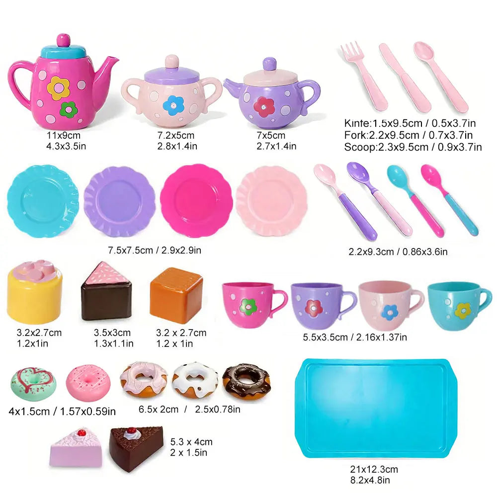 Tea set for girls, tea party set, tea set for kids including kettle, cookies, food for kids, gifts for boys and girls