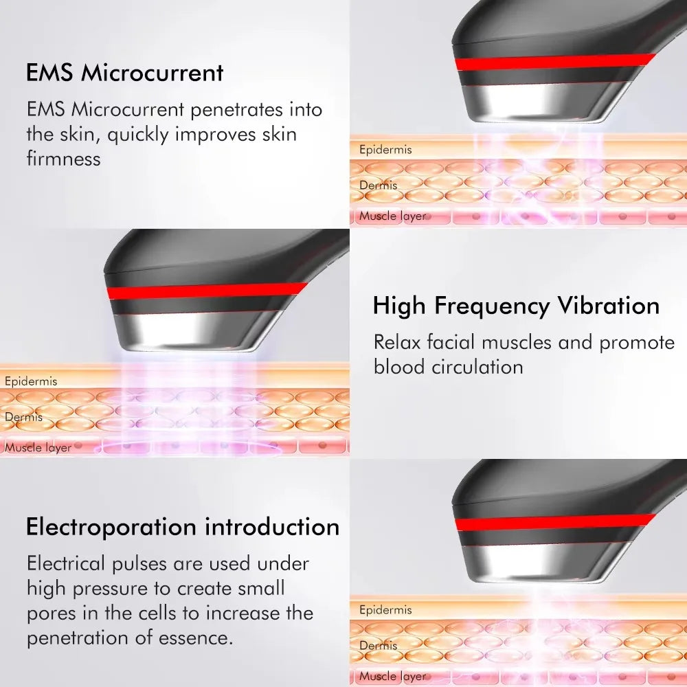 NEW 6 in 1 Multifunction Ager Booster Pro Skin Therapy Wand Facial Led Lights Beauty Device