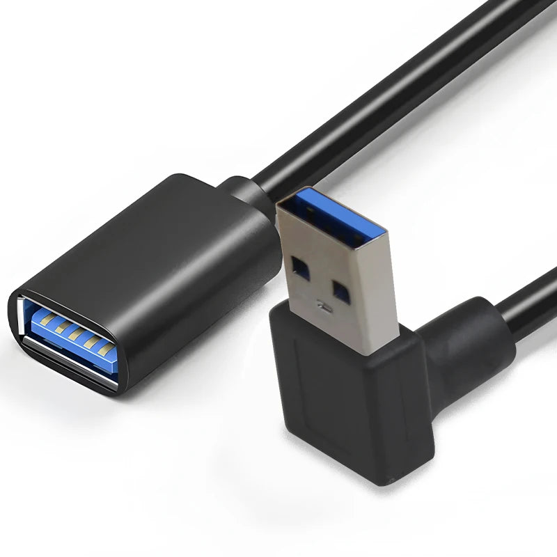 0.3M 90 Degree USB 3.0/2.0  Male to Female Adapter Cable Angle Extension Extender 5Gbps Fast Transmission Left/Right/Up/Down