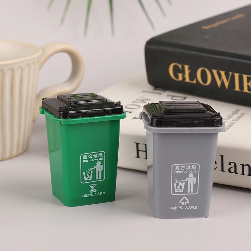 1:12 Dollhouse Furniture Toy Mini Trash Can Toy Garbage Truck Cans Curbside Vehicle Garbage Separation Bin Toys Kid Gift