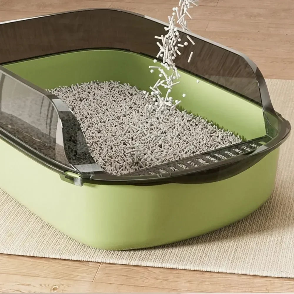 Open Top Cat Litter Box Bedpan Splashproof with High Side Kitten Litter Pan Kitten Toilet for Small Pets Rabbit Indoor Cats Pet