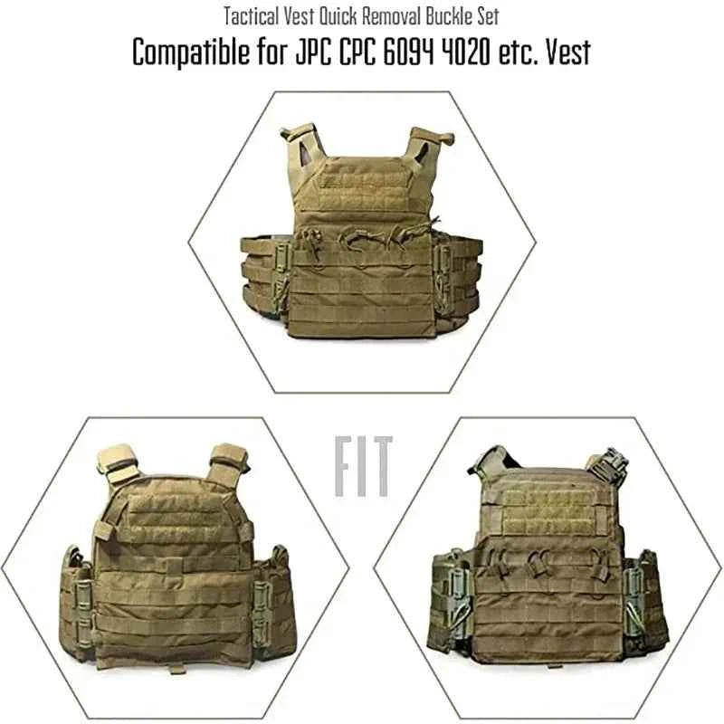 Tactical Vest Quick-Release Buckle Set - Detachable JPC Cover Button for Protective Gear | Outdoor Hunting Accessories