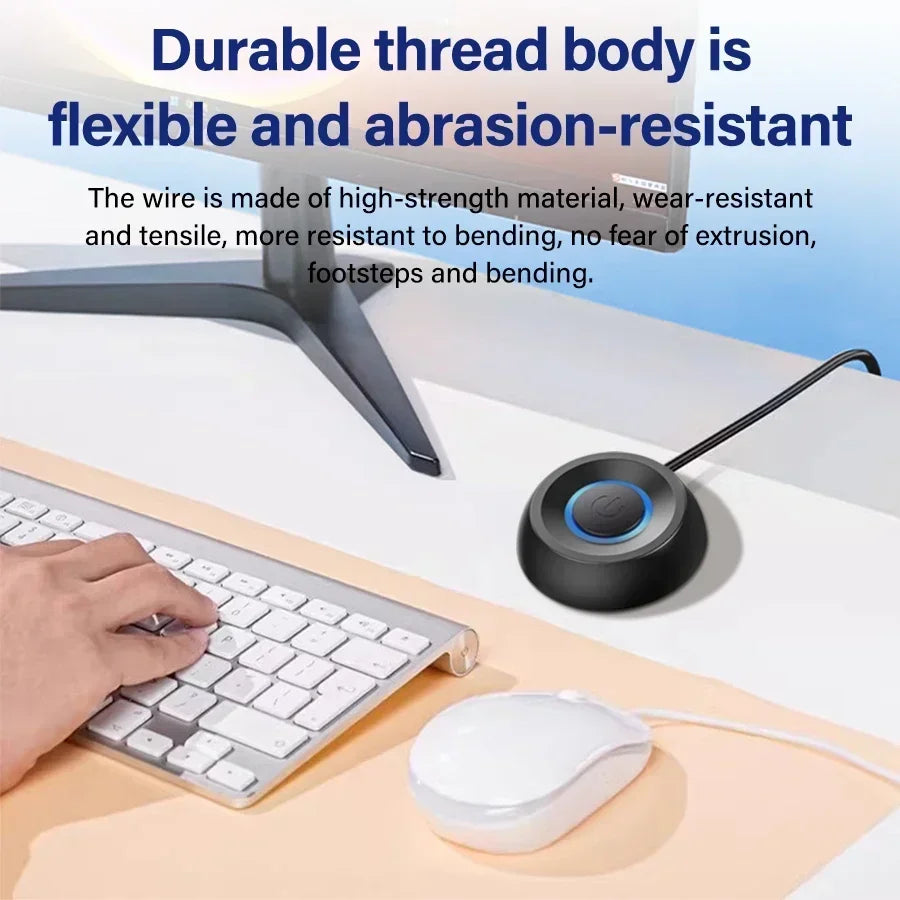 1.8M Computer Desktop  Extension Cable Switch Round Startup Switch Home Office PC Motherboard External Start Power On/Off Button