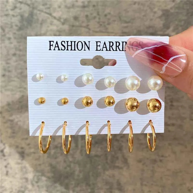 Silver Color Twist Hoop Earrings Set Brincos Heart Pearl Hoops Vintage Metal Geometric Earrings for Women 2023 Trendy Jewerly