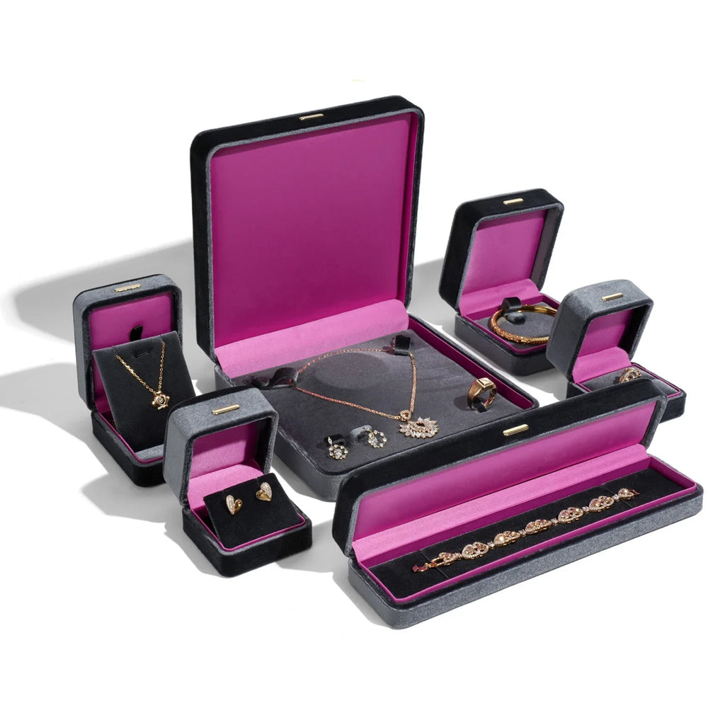 High Grade Retro Velvet Jewelry Organizer Box Ring Earrings Bracelet Necklace Storage Gift Jewelry Packaging Case
