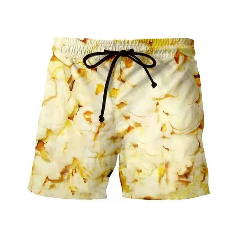 Sausages Food Graphic Beach Shorts Men Short Pants 3D Cheese Printed Elastic Waist Board Trunks Swimsuit homme 2023 Ice