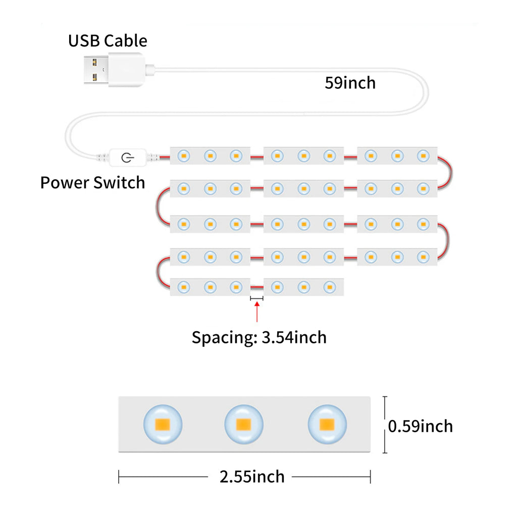 LED Makeup Mirror Lights 6/18/30/42 LEDs Dimmable Touch Control Vanity Bathroom Dresser Mirror Light with USB Cable Strip Lights