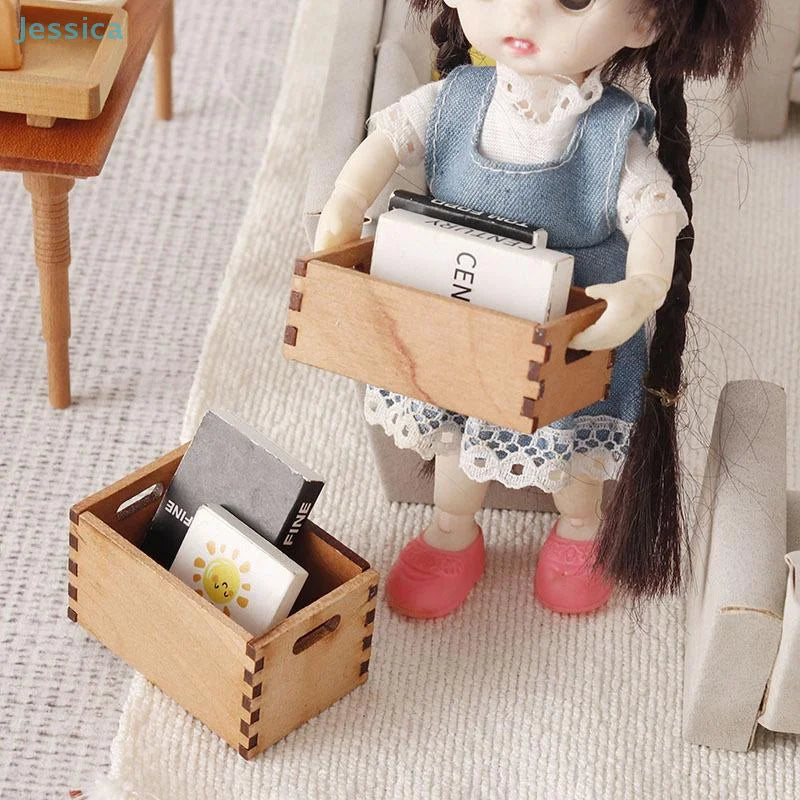 ♥1:12 Dollhouse Wooden Storage Basket Simulation Furniture Model Micro Dollhouse Ornament