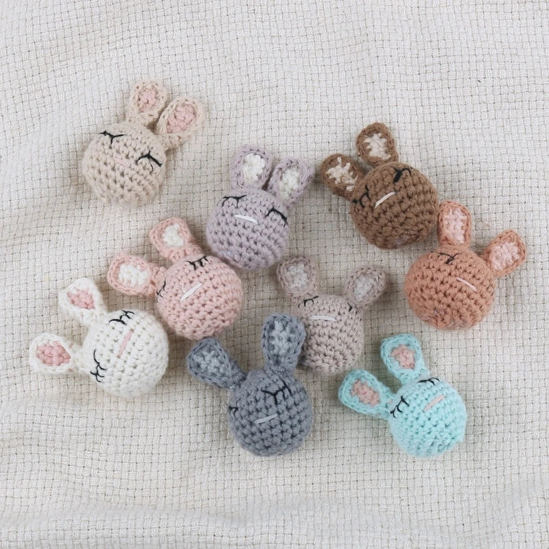 Crochet Animal Baby Pacifier Clip Accessories Handmade Knitted Bunny Teether Beads Newborn Nipple Clip Dummy Soother Holder Toy