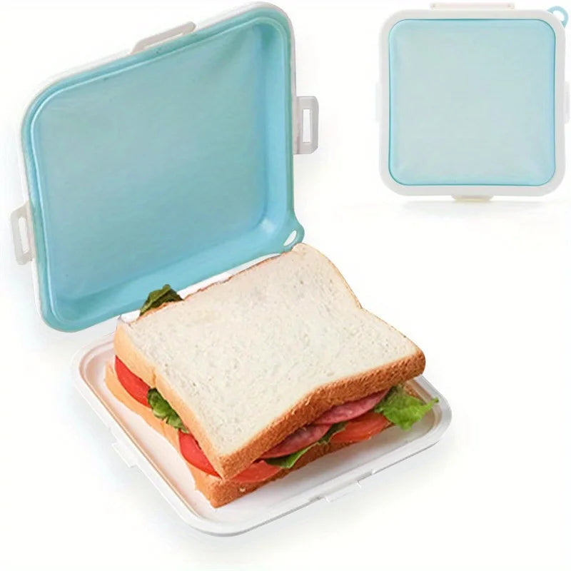 Sandwich Containers Silicone Sandwich Storage Box for Lunch, Travel - Snap-Off for Fruit, Salad, Snacks and Food Storage