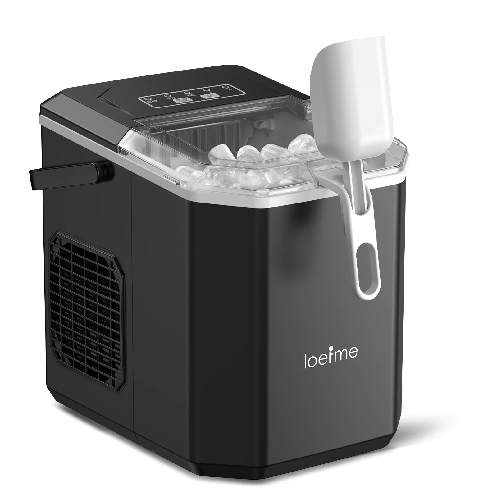 LOEFME 12kg/24h Electric Ice Maker Machine Bullet Ice 6 Mins 9pcs Ice Cubes Self-Cleaning Ice Maker for Home Cafes Camping Party