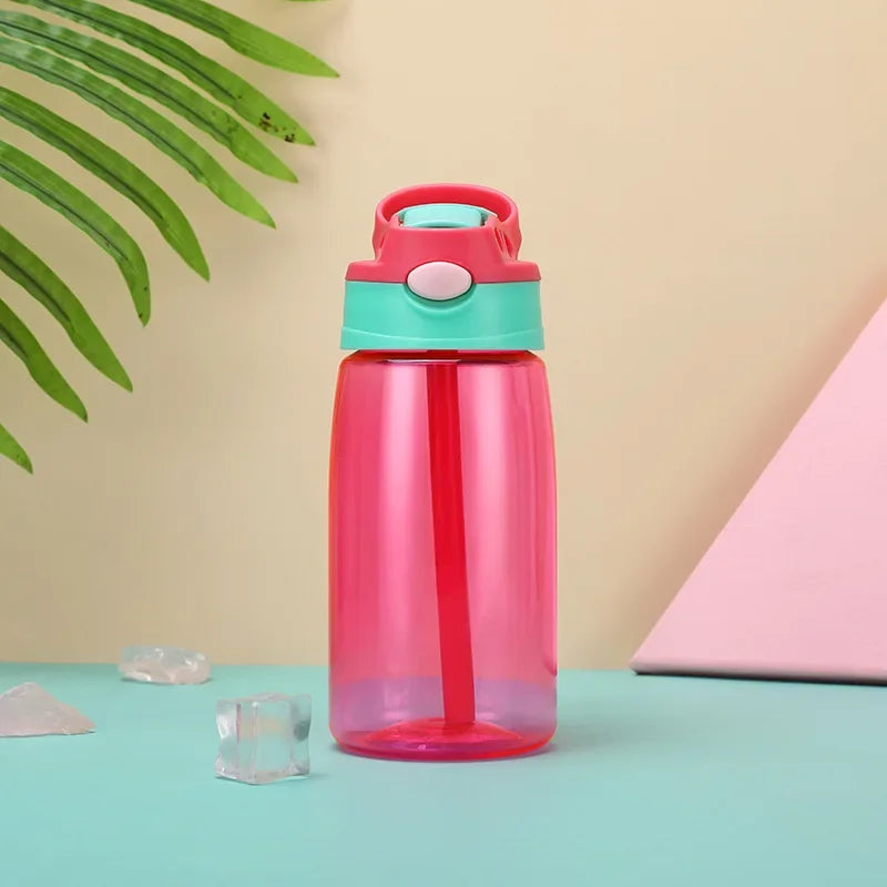 480ml Water Bottle with Straw Kids Girls Portable Travel Bottles Cup Gym Sports Fitness Summer Cold Water Juice Drinking Bottle