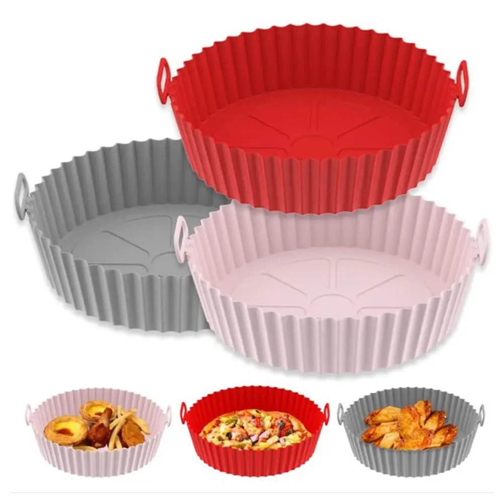 Air Fryer Silicone Liners Air Fryer Silicone Pot Reusable Silicone Air Fryer Liners Food Safe Non Stick Air-Fryer Accessories