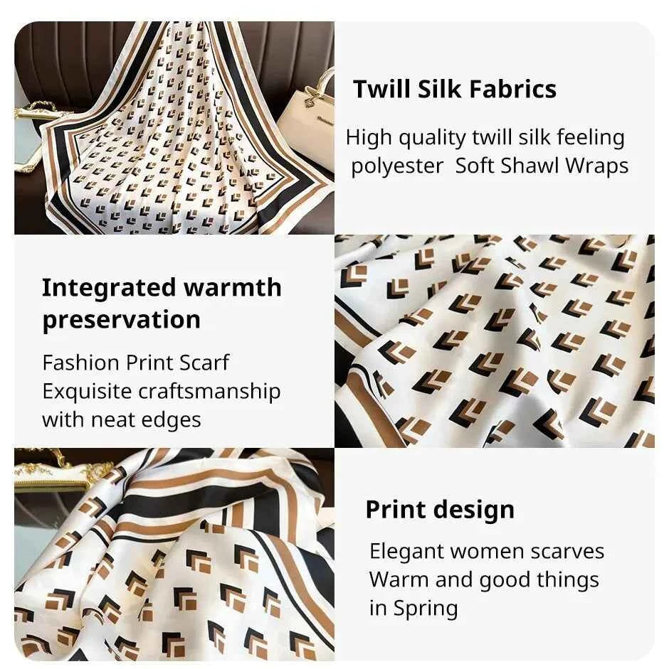 Popular Twill Shawls Europe And America Fashion Bandannas New Print Sunscreen 90cm Kerchief Four Seasons Square Silk Scarves