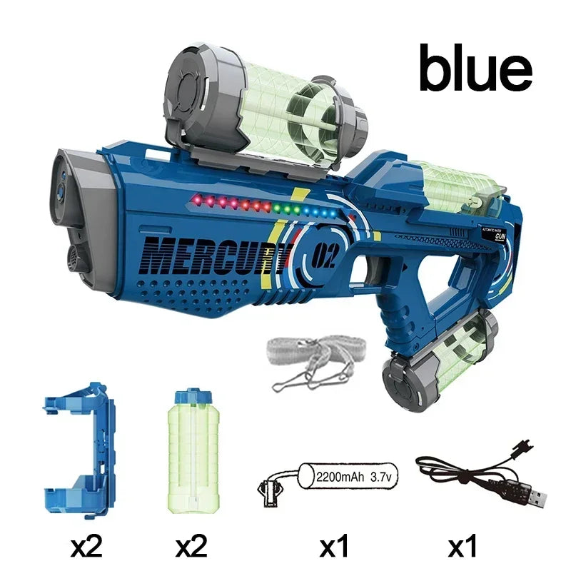 Fully Automatic Water Gun Continuous Water High Capacity Lighting and Sound Effects Outdoor Water Playing Toy for Kid Mercury M2