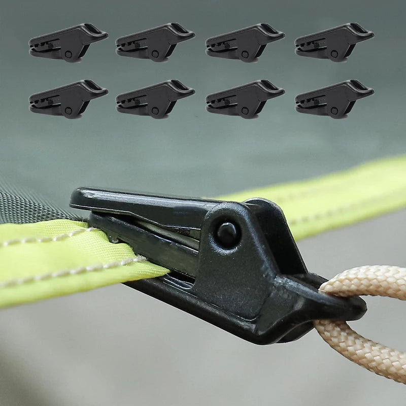4/8/10/12 Pcs Outdoor Tent Clip Tarpaulin Awning Fixed Tool Hard Wind Rope Clamps Reusable Hiking Camping Accessories Mini