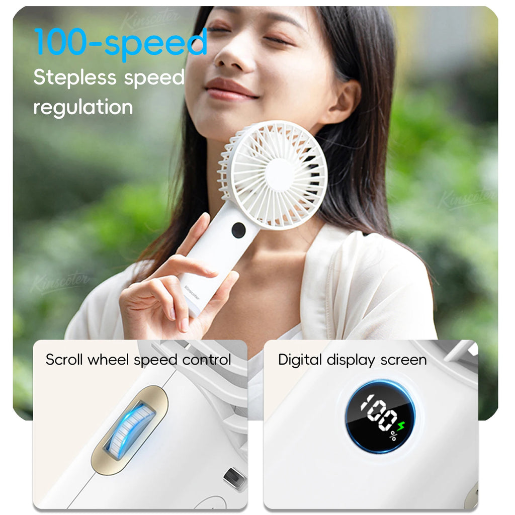 New Handheld Personal Fan Portable Mini USB Hand Fan 3600mAh Rechargeable Mini Fan with Stepless Speed Control Display Nightligh