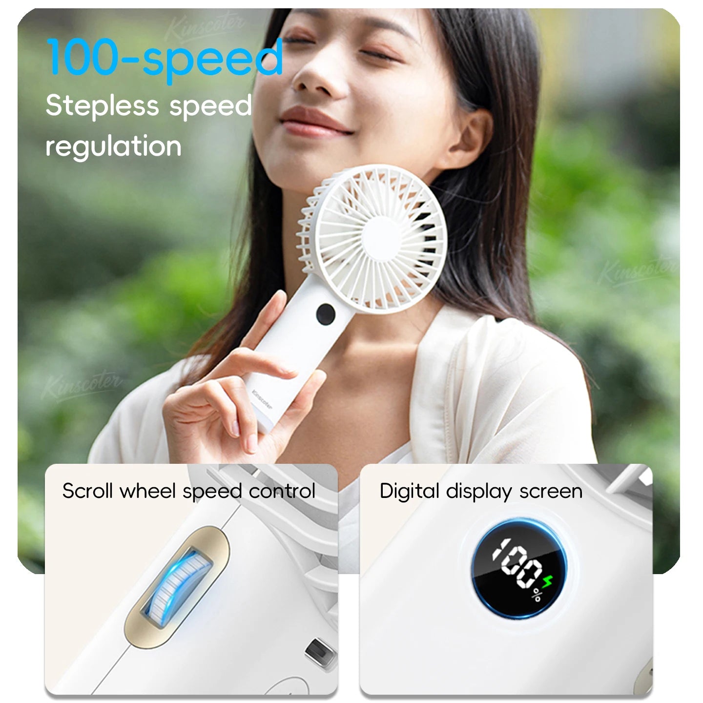 New Handheld Personal Fan Portable Mini USB Hand Fan 3600mAh Rechargeable Mini Fan with Stepless Speed Control Display Nightligh