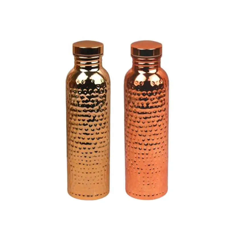 800ML Electroplated Copper Water Bottle One-Click Open Lid Anti-Slip Hammer Pattern Bottle Sports Water Bottle