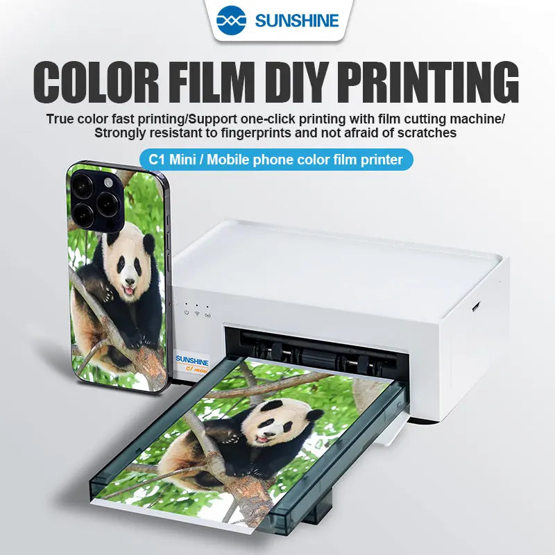 SUNSHINE C1 Mini Printer Connected to SS-890c/mini/pro/pro max 870C Y22 film cutter,customized mobile phone color film back film