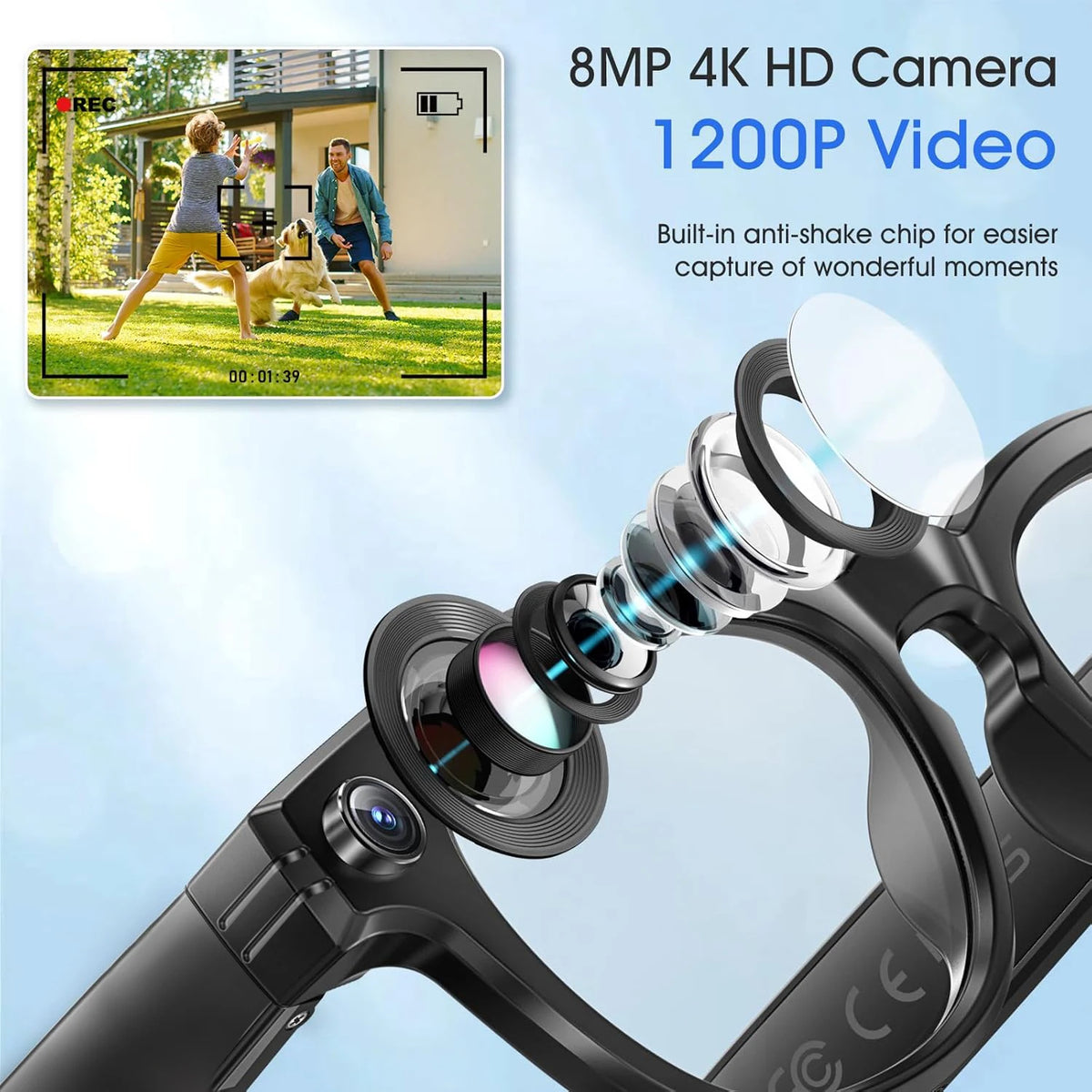 AI Smart Camera Glasses With 4K Photo And Video Recording