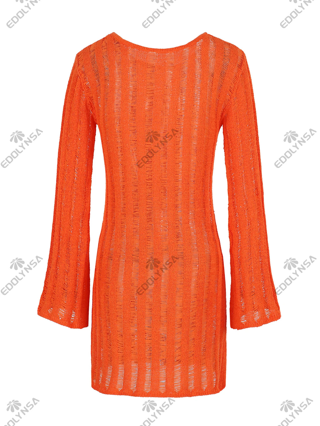 Sexy Hollow Out See-through Round Neck Solid Knit Dress 2026 Summer Women Holiday Vacation Beachwear Swimsuit Mini Dresses K281