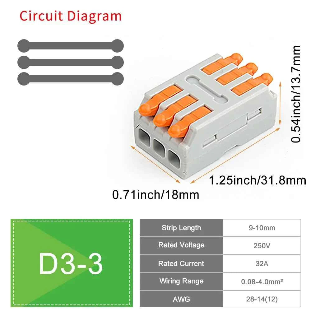 10/50 PCS Universal Compact Mini Fast Wire Connectors Lever Nut Crimp Splitter Electrical Conductors Push-in Home Terminal Block