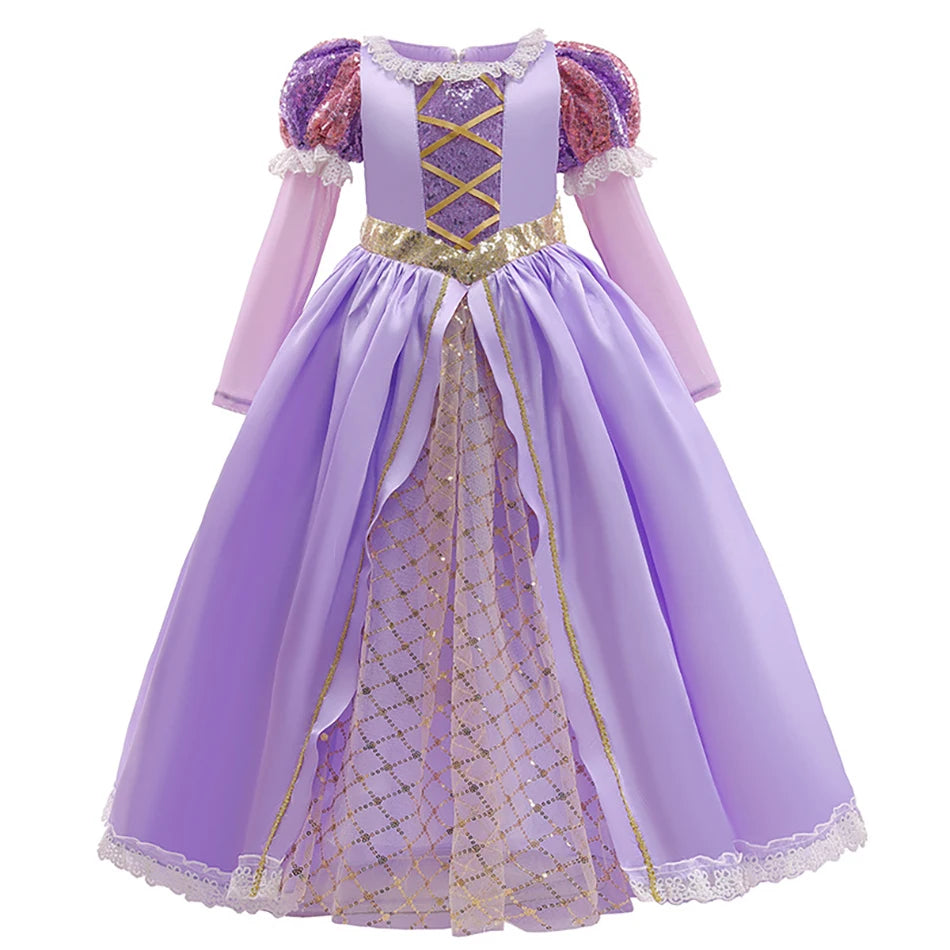 Kids Princess Cosplay Costume Girl Snow Queen Dress Halloween Carnival Clothes Cute Cosplay Evening Party Clothing for 2-10 Year