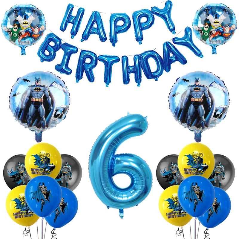 Party Tableware The Dark Hero Cartoon Boys Balloons Birthday Party Decoration Plate Cup Napkins Balloons Baby Shower Supplies