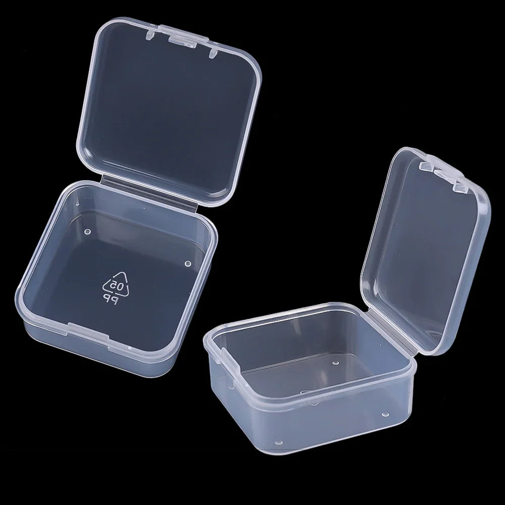 6PCS Mini Storage Box Transparent Square Plastic Box Earrings Jewelry Packaging Storage Small Square Box Jewelry Organizer