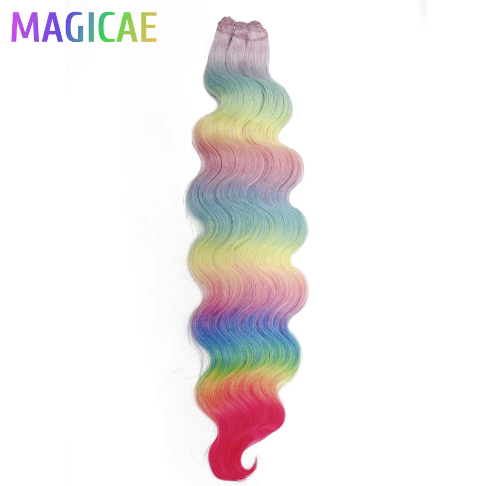 Magicae 30Inches 200G Piano Blonde SP12/16/613 Ombre Brown 6# Body Wave Bundles High Temperature Synthetic Hair Extensions