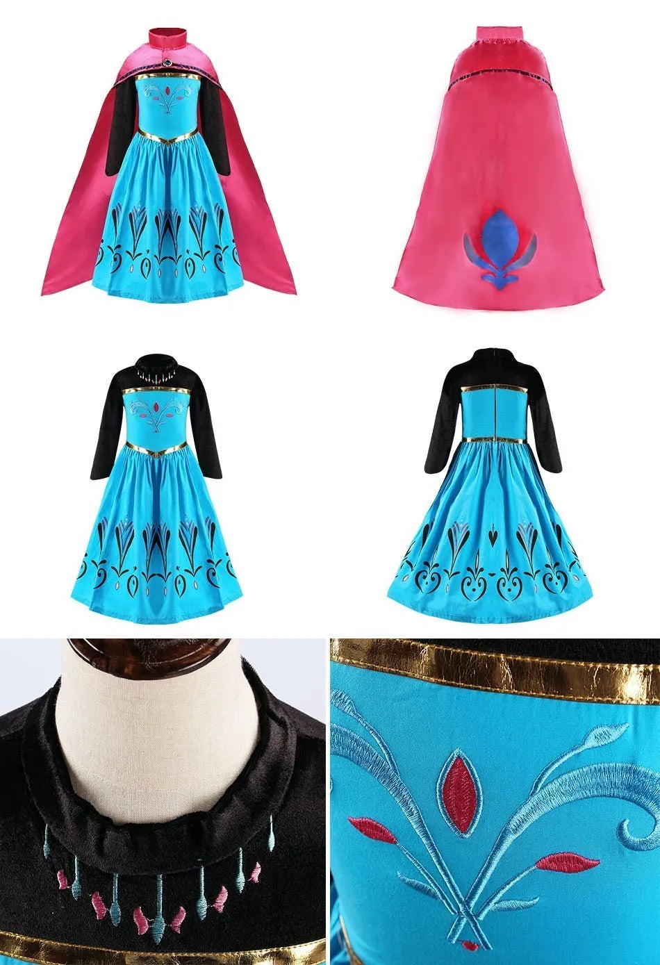 Girl Princess Cinderella Dress Elsa Anna Mermaid Jasmine Belle Snow White Costume Girls Birthday Party Halloween Dress 2-10 Year