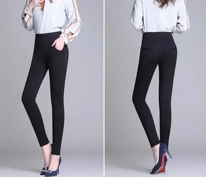New S-6XL Micro Pants Trousers High Waist Large Size Stretch Tights Women High Waist Straight Pants Work Pants Trousers