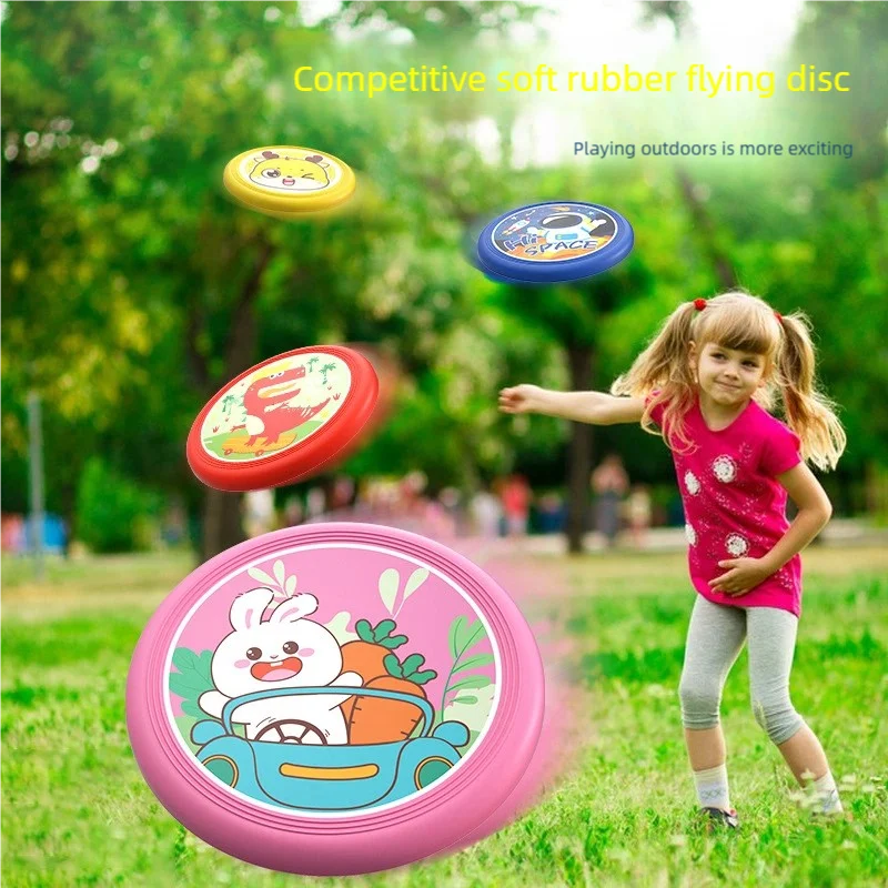 Kids Soft Rubber Frisbee Cartoon Flying Disc Safe Outdoor Sport Toy Parent-Child Game for Boys Girls Beach Backyard Family Play