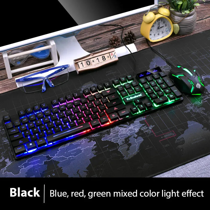 Black Color Ergonomic Backlit Gaming Keyboard And Mouse Combo