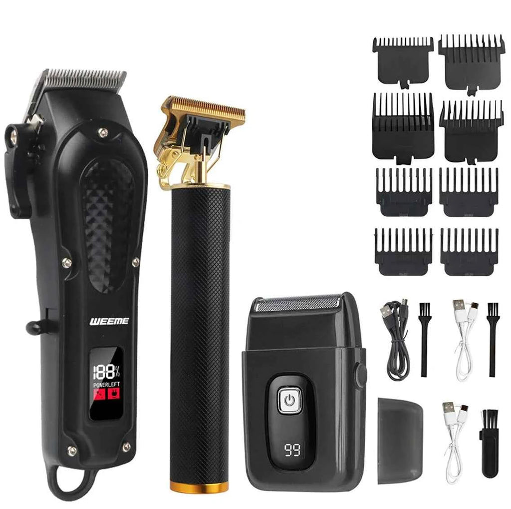 T9 Vintage Men's Electric Hair Clipper Beard Trimmer/Rechargeable Hair Cutting Machine With Nose Hair Trimmer Kit Boyfriend Gift
