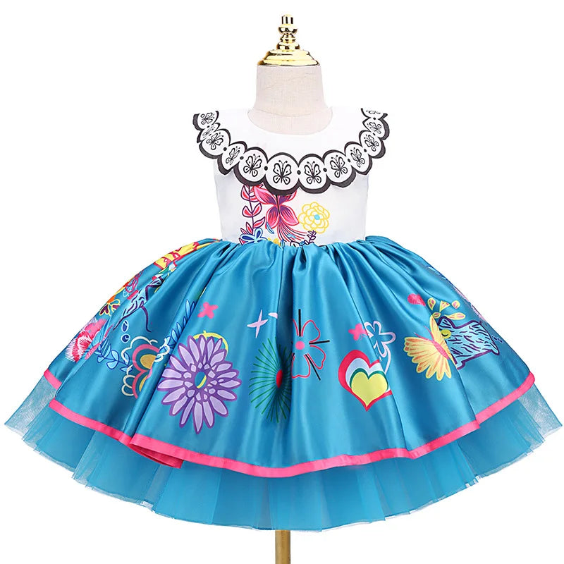 Little Girl Mirabel Dress Encanto Charm Disguise Costume Toddler Girl Birthday Party Fantasy Outfits Kids Princess Dress