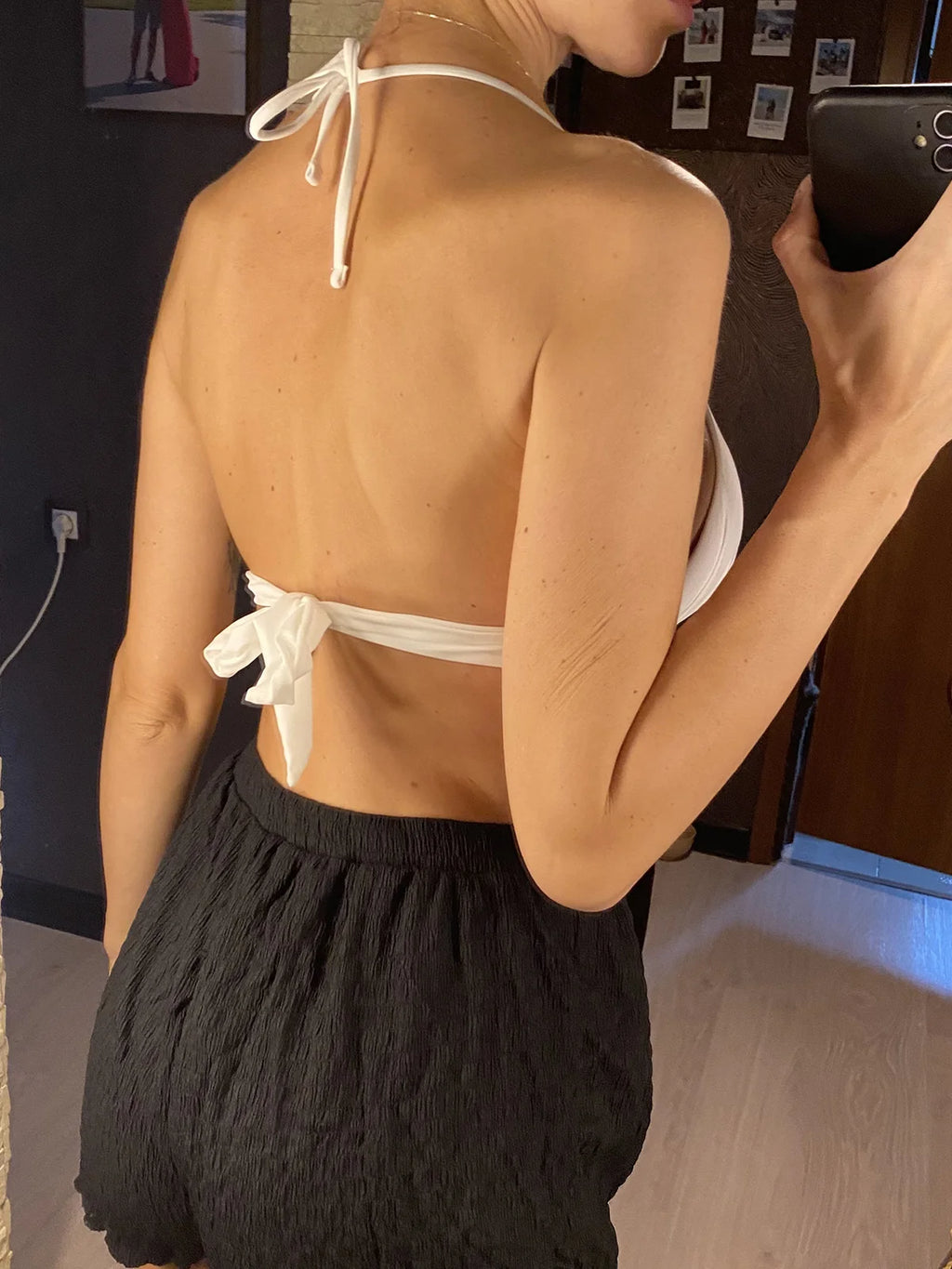 XS - XL New Sexy Push Up Bra Cup Halter Bikini Top Female Swimsuit Women Swimwear Bather Bathing Suit Swim Solid Beach Top V7019