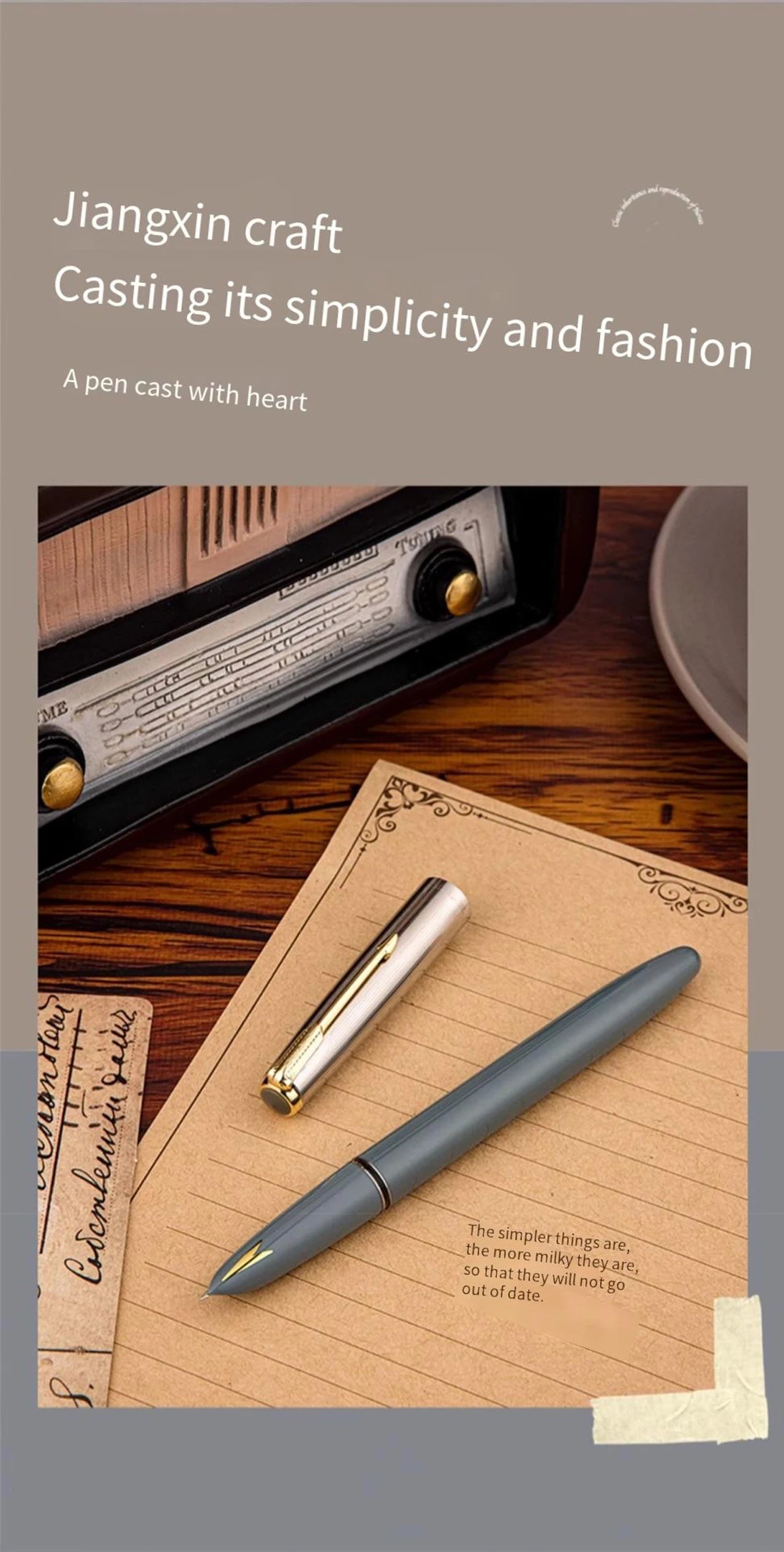 Hero 616S Classic Retro Fountain Pen Dark Tip 0.5mm Iridium Gold Nib Business Office Gift Student School Stationery Supplies