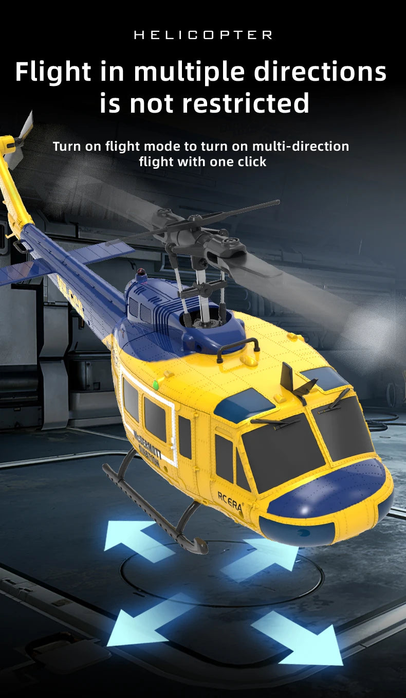RC ERA C032 UH1 Huey Weathered Marine 6ch RC Helicopter with Optical Flow TOF Auto Stabilized Remote Control Hobby Toys for Boy