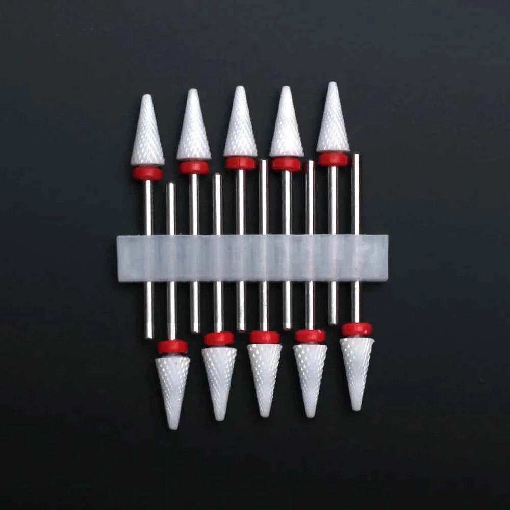 10pcs Ceramic Nail Drill Bits Set Milling Cutter for Electric Manicure Bit Flame Corn Files Pedicure Machine Polish Accesoires