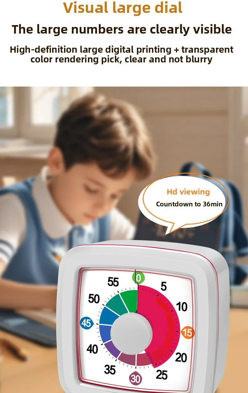 Kids Children Reminder Time Management Tool Visual Timer Night Light Ultra Silent Alarm Clock 60 Minutes Countdown Timer Digital