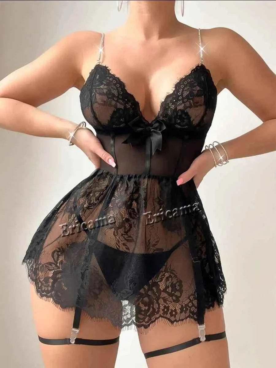 Erotic Underwear Set Sexy Lingerie For Women Transparent Lace Porno Sexy Bra Panty Garter Set Sexy Hot Erotic Sleepwear