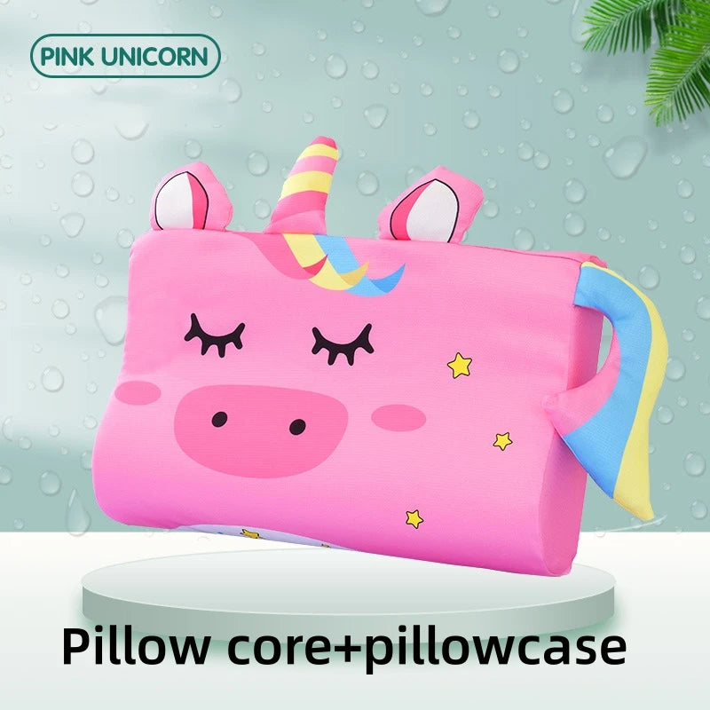 Four Seasons Baby Pillow Toddler Foam Bed Pillow Breathable Slow Rebound Baby Cartoon Neck Nursing Pillow Travel Cushion Bedding