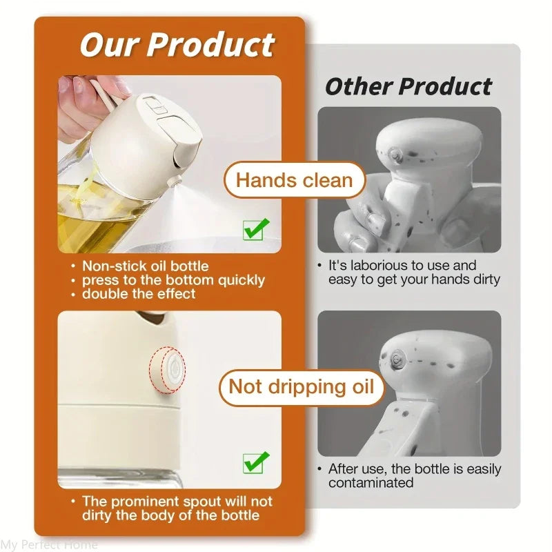 2in1 500ml Plastic Kitchen Oil Sprayer Spray Oil Olive Spray Bottle for Oil Dispenser BBQ Baking Roasting Picnic Kitchen Tool